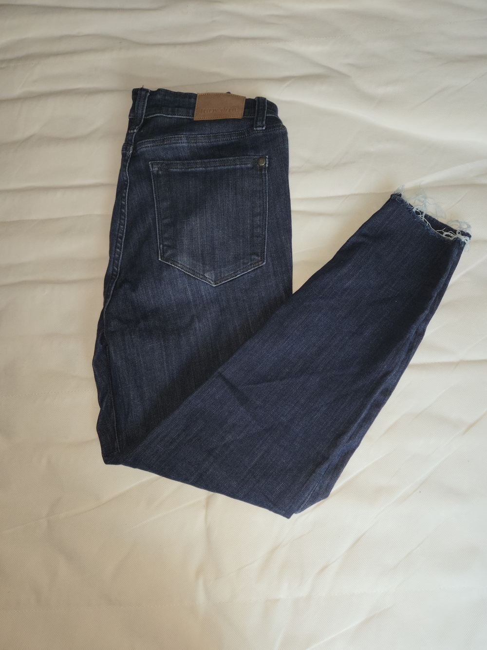 Judy Blue High Waist Skinny Fit Raw Hem Jeans Dark Wash Size 11/30 JB82628DK